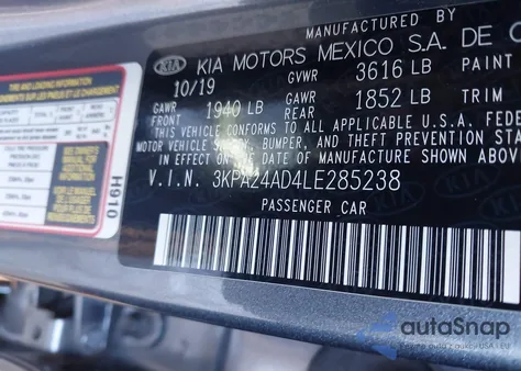 2020 Kia Rio S из США, поврежденный, VIN 3KPA24AD4LE285238